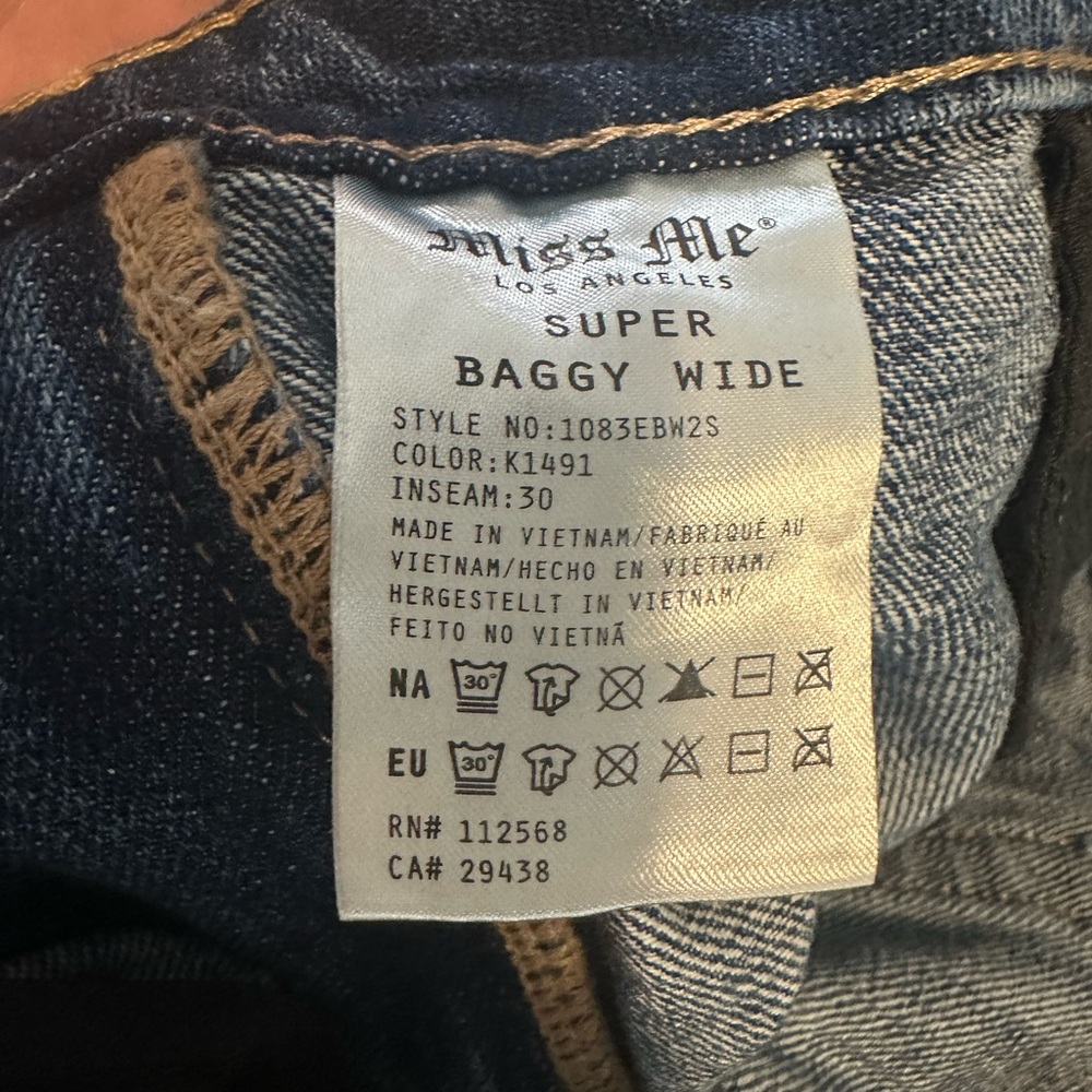 Miss Me Blue Denim Jeans super baggy wide - Picture 8 of 9